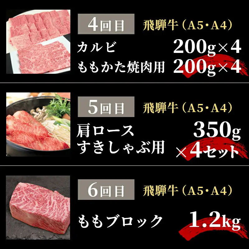 全6回 飛騨牛 定期便 約8.44kg 8人前 すき焼き しゃぶしゃぶ ステーキ 焼肉 BBQ ロース カタロース ロースステーキ モモ カタ 贅沢 贈り物 6ヶ月 定期 おすすめ 人気 飛騨 ブランド牛 肉のひぐち 肉のひぐち 岐阜県 七宗町