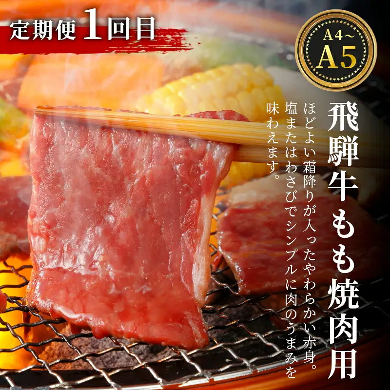 全3回 飛騨牛 定期便 計2.2kg 4人前 すき焼き しゃぶしゃぶ ステーキ 焼肉 BBQ ロース カタロース ロースステーキ モモ カタ 贅沢 贈り物 3ヶ月 定期 おすすめ 人気 飛騨 ブランド牛 肉のひぐち 岐阜県 七宗町