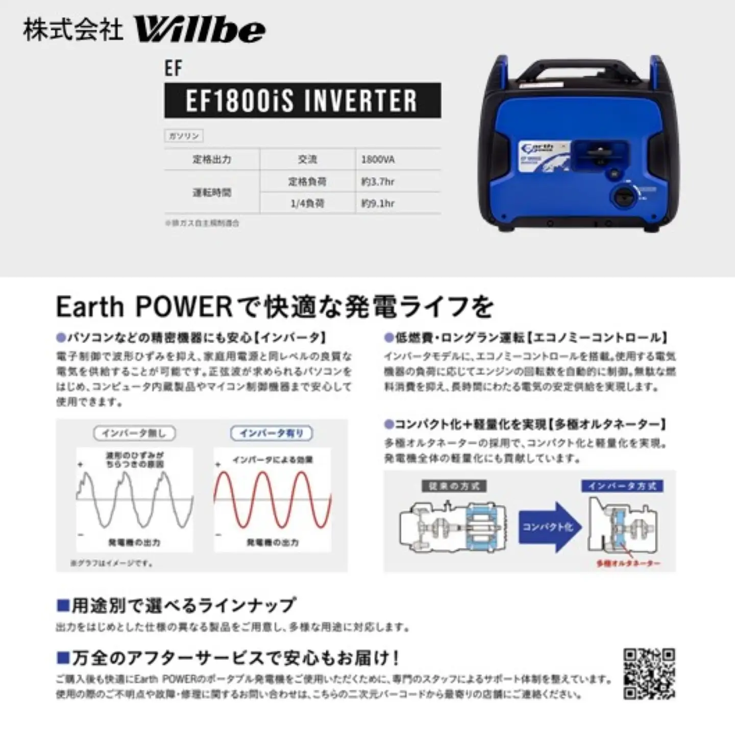 ガソリン発電機(インバータ)EF1800iS