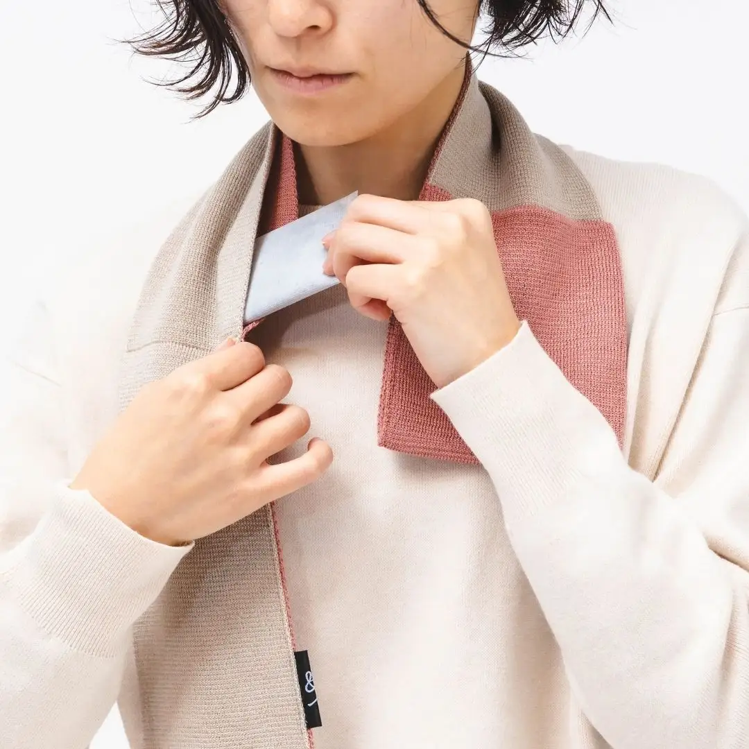 ぽかぽか三首 くび WARMER レッド×カプチーノ めおと フリーサイズ 温活 ネックウォーマー