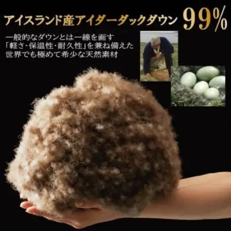 50×90cm アイスランド産アイダーダックダウンピロー(羽毛枕)99%＆枕カバー:ピュアホワイト【1748221】