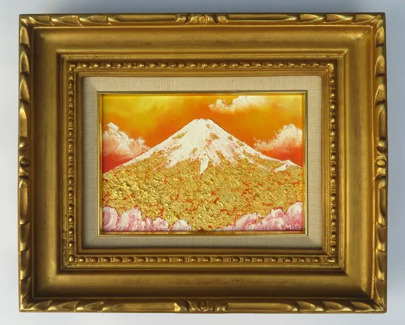 0367-114-01 純金箔の富士山画 「黄金の富士山 SM号」 洋画家 永月水人 作 油絵