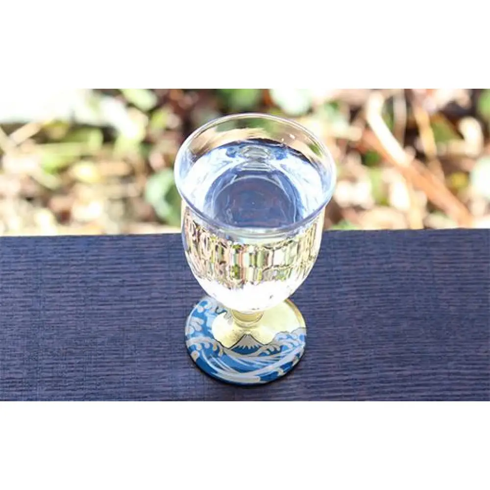 山中漆器　華正蒔絵ガラス　冷酒グラス　神奈川沖浪裏