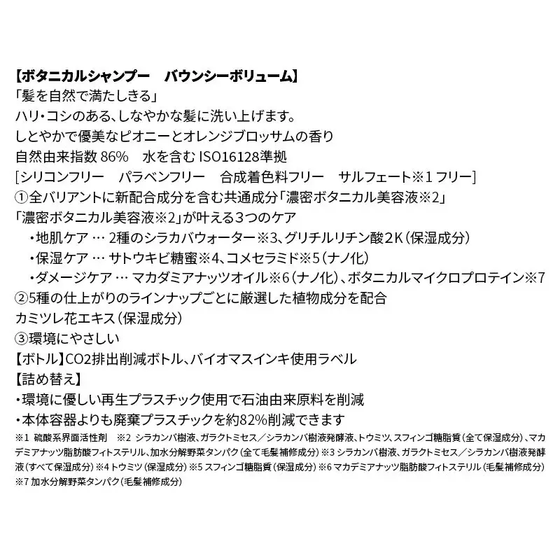 BOTANIST ボタニスト ボタニカル シャンプー 単品【バウンシーボリューム】 （詰替）2個【ネコポス】