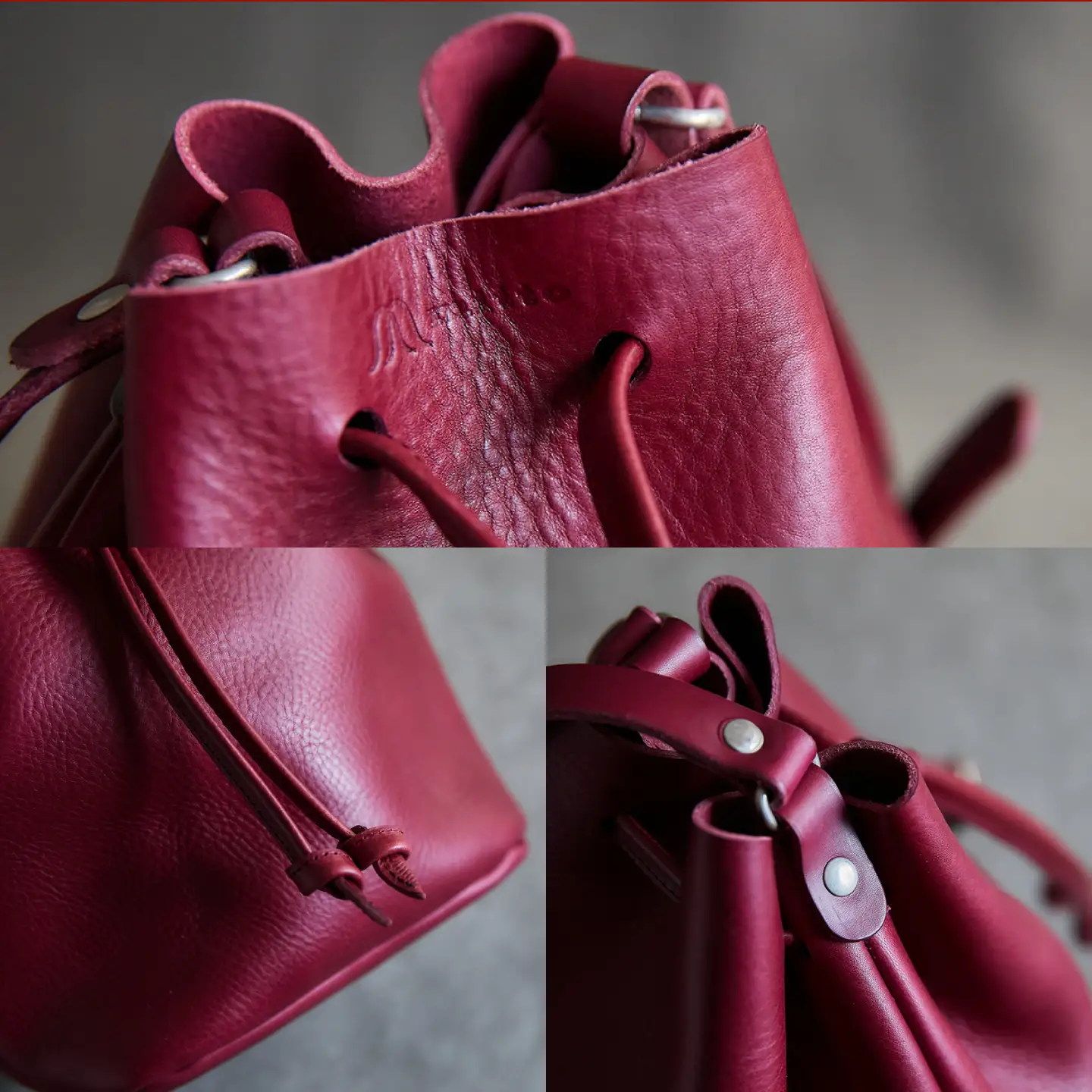 巾着ショルダーバッグS ワイン / レザー ショルダー ショルダーバッグ BAG bag バック バッグ 革 ギフト 巾着 きんちゃく / 諫早市 / 伊東製靴店[AHCN020]