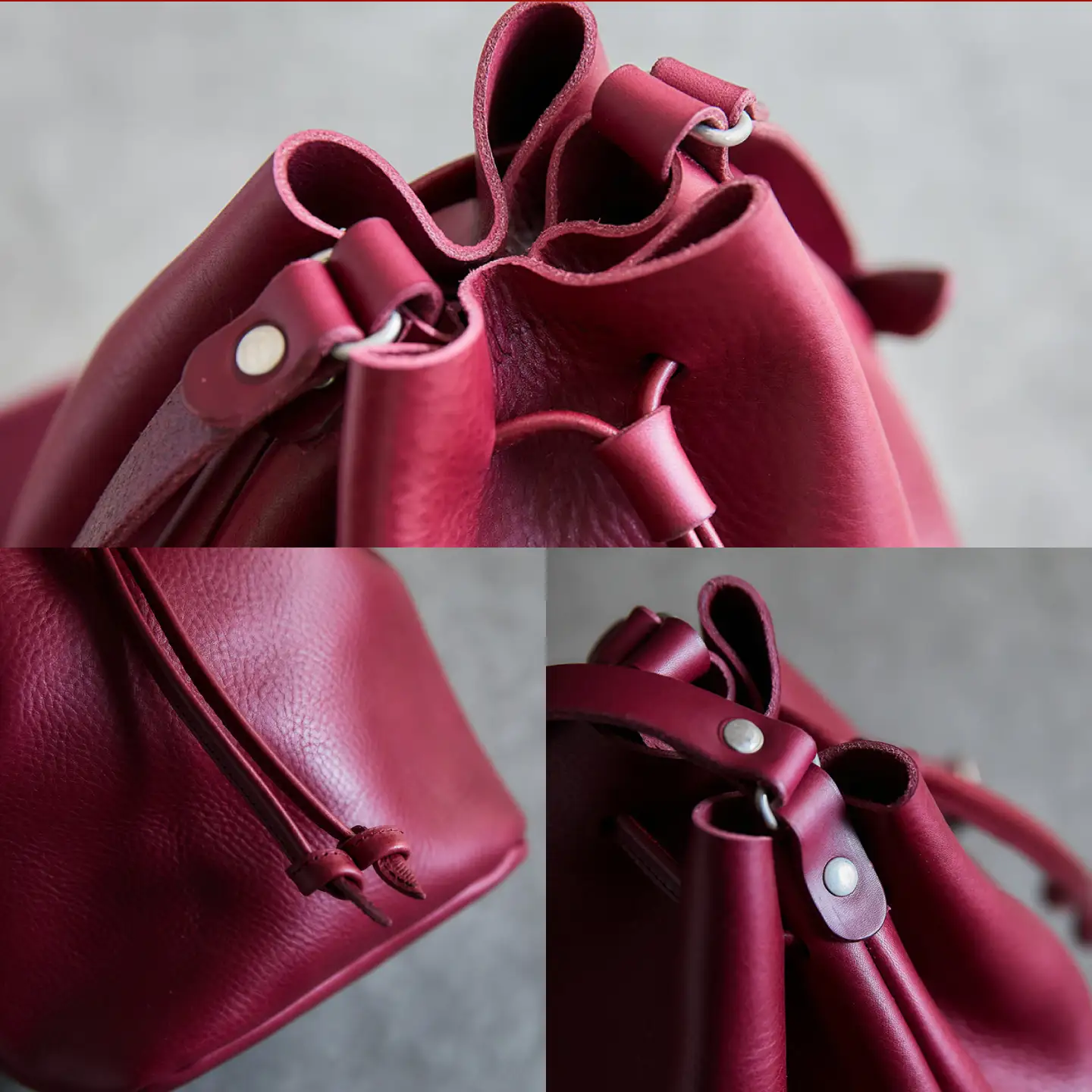 巾着ショルダーバッグM ワイン / レザー ショルダー ショルダーバッグ BAG bag バック バッグ 革 ギフト 巾着 きんちゃく / 諫早市 / 伊東製靴店[AHCN021]