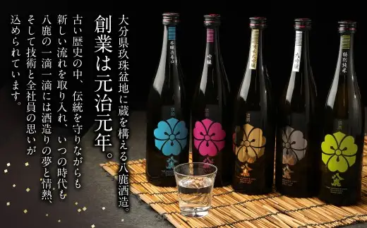 八鹿 五酒 飲み比べ セット (金・銀・桃・緑・青) 720ml 各1本 米 焼酎