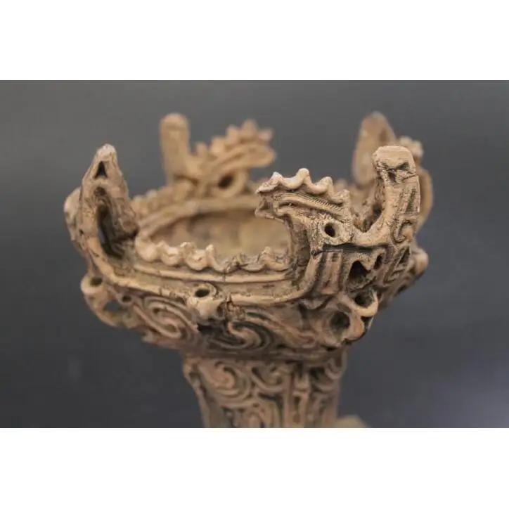 笹山遺跡・火焔型土器レプリカ 13cm （台座1cm・O型小鉄製ろうそく立て・豆和ろうそく24本・マッチ付 手作り 陶芸品 新潟市