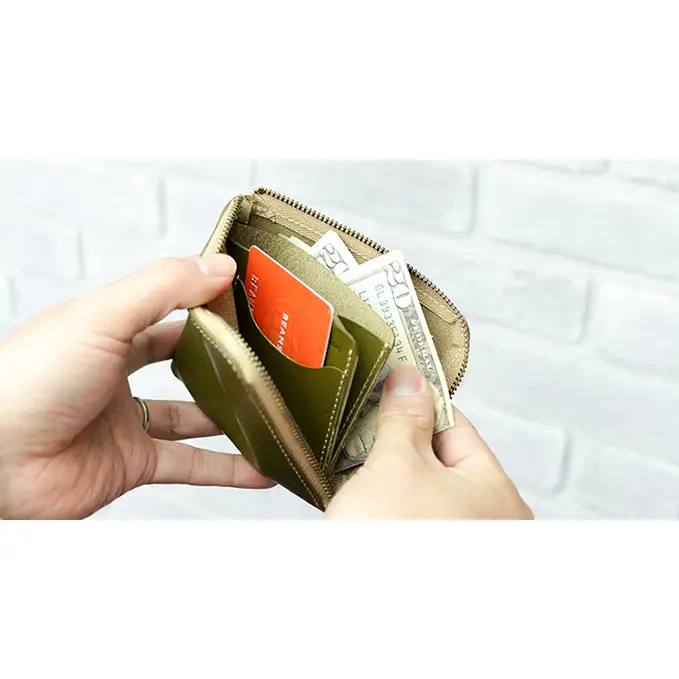 Native Creation L字ファスナー 薄型ミニ財布 NC3746 全8色 栃木レザー【納期1～3カ月】 ファッション小物  OLIVE