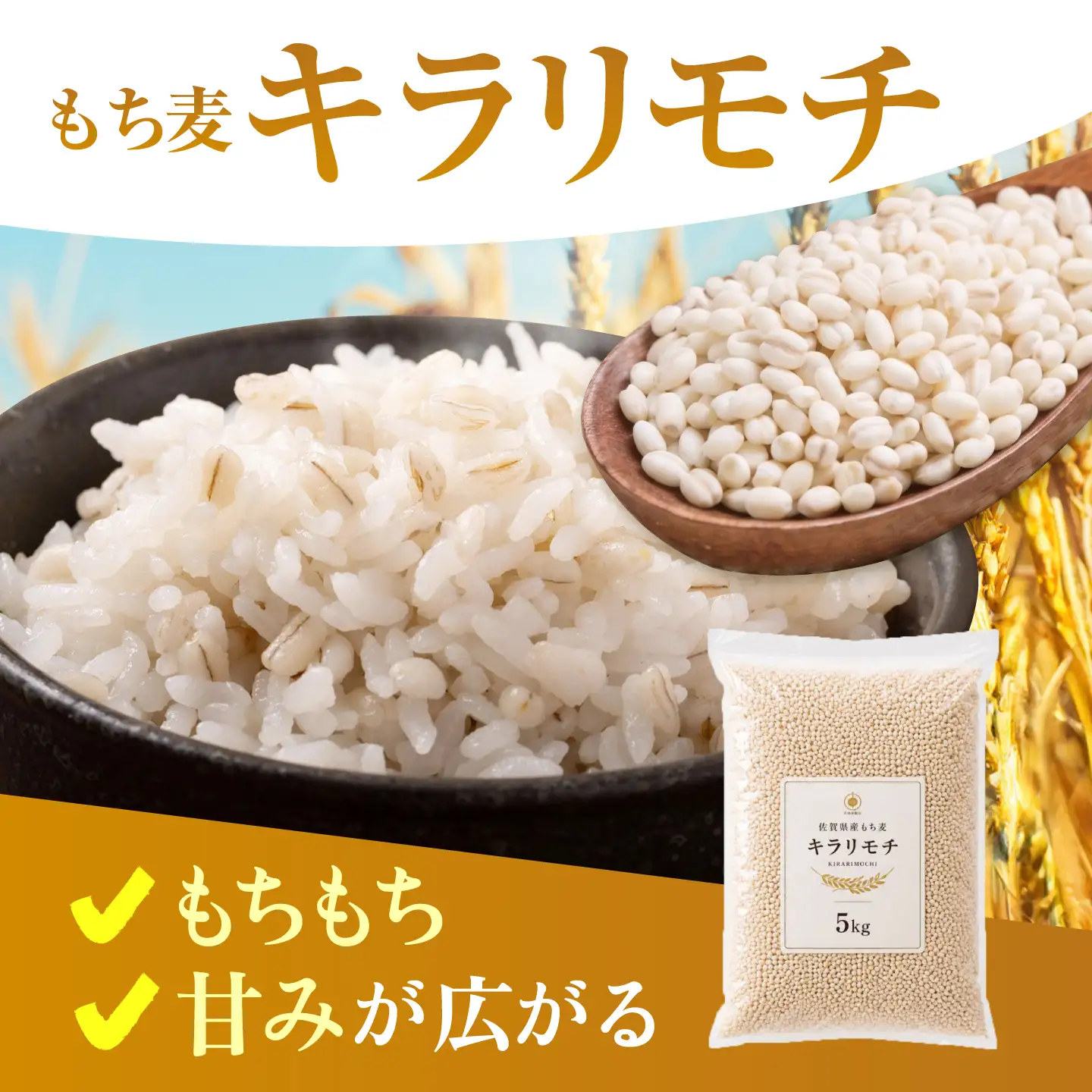 【プチプチのもち麦】 キラリモチ 5kg 【大塚米穀店】 雑穀 雑穀米 佐賀[HBL197]