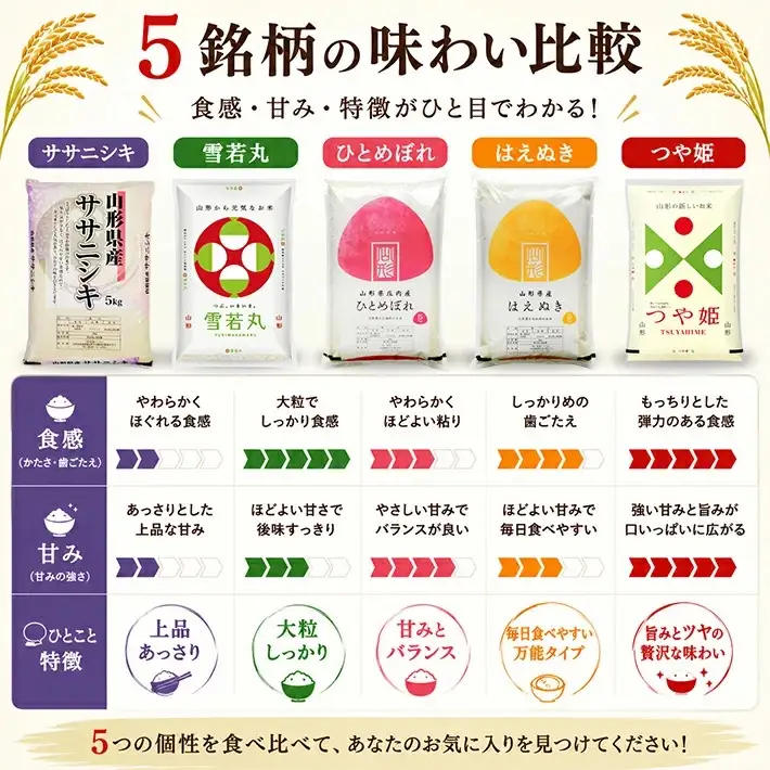 2月～6月) ≪5ヶ月定期便≫ 精米 5銘柄食べ比べセット 各5kg 5ヶ月連続