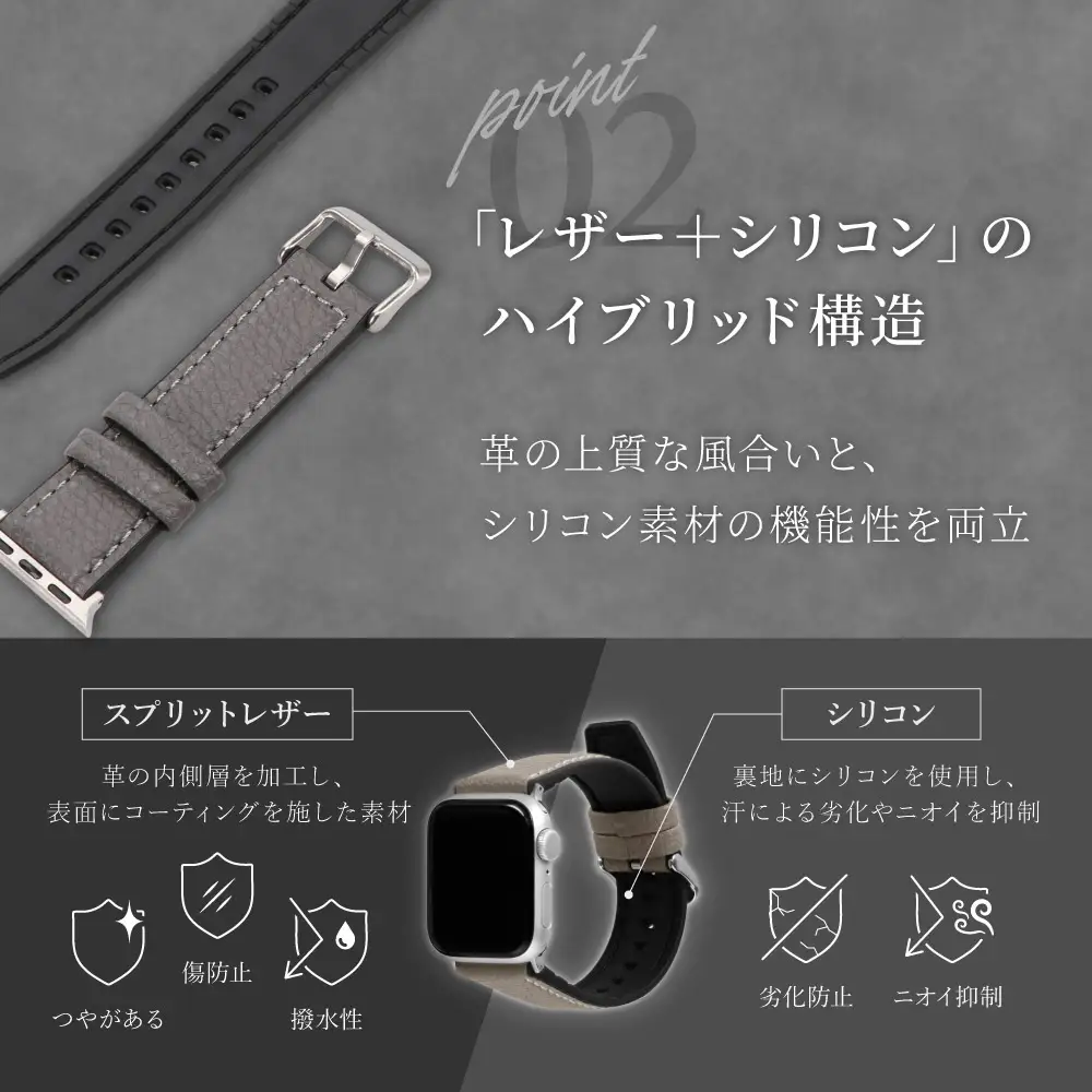 Apple Watch レザーバンド チャコールグレー アップルウォッチバンド