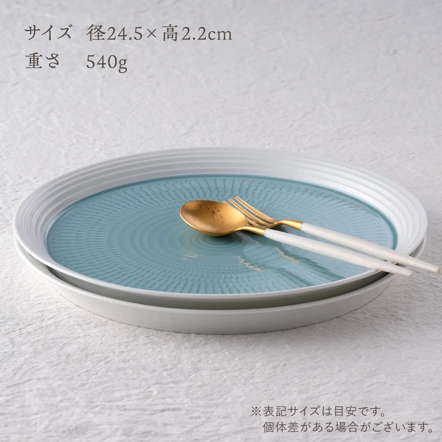 【波佐見焼】スプレッド プレート 24.5cm グレー・ブルー 2枚セット【一真窯】[BB72]