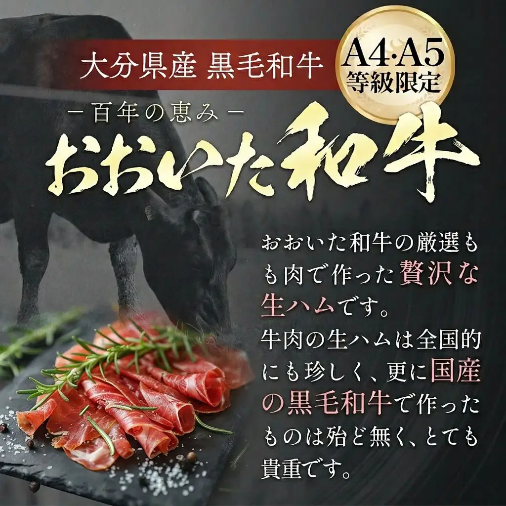 おおいた和牛 生ハム 1200g 50g × 4個 6ヶ月 定期便 国産黒毛和牛 牛肉 もも肉 国産  小分け おかず おつまみ 冷凍 大分県 大分 玖珠町 玖珠