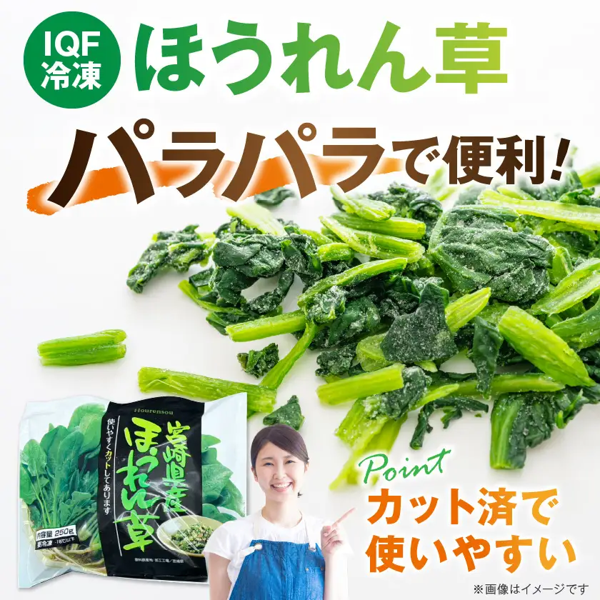 宮崎県産 若鶏むね肉(皮なし)2kg&冷凍ほうれん草(IQF)500g〔92-003〕_(都城市)