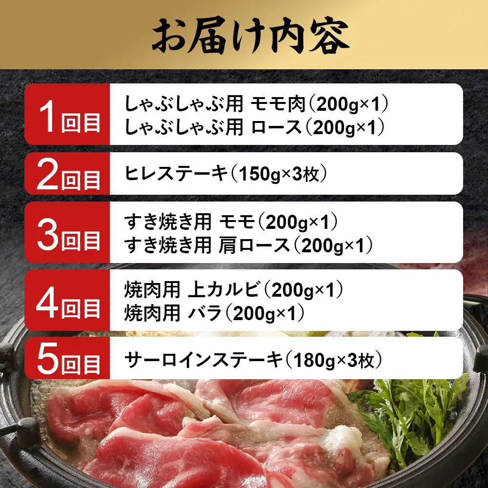 【定期便 全5回】由利牛づくし セット 合計2.19kg（目安：2～3人前）