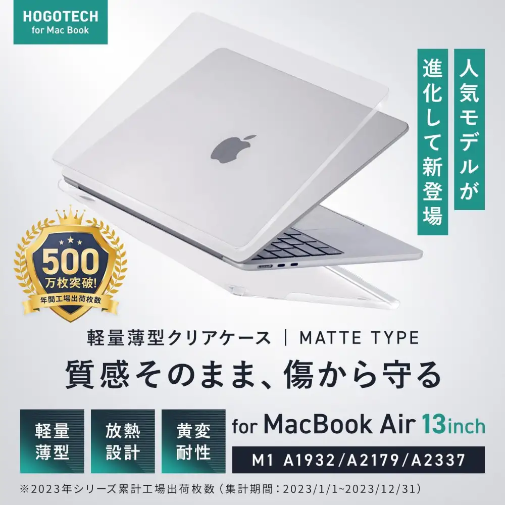 【堺市企画】Macbook カバー Air13inch M1 マットクリア HOGOTECH