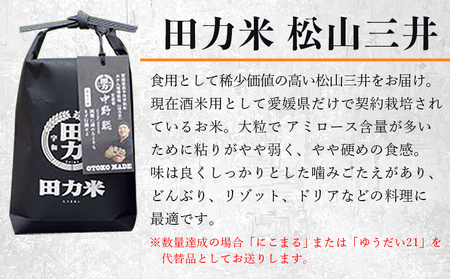 ＜純米大吟醸 田力（750ml×2本）と田力米（2合×2袋）セット＞※1か月以内に順次出荷します。日本酒 お米 酒米 松山三井 にこまる ゆうだい21 特産品 晩酌 お祝い 内祝い 家飲み 宅飲み 中辛口 元見屋酒店 愛媛県 西予市【冷蔵】 UMS0004