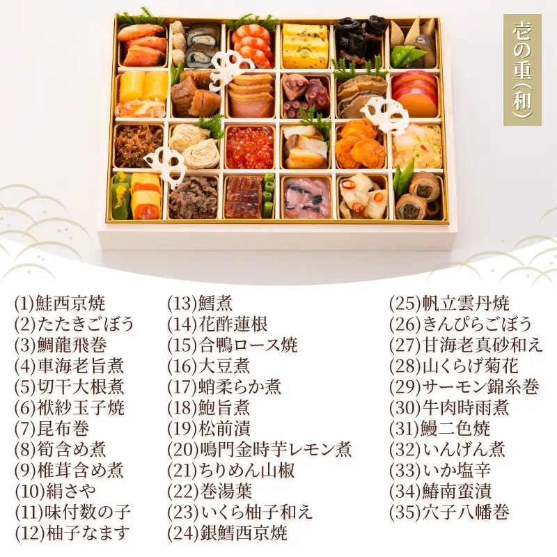 オードブル おせち お正月 2027 豪華 海鮮 魚介 肉 京料理 たん熊北店 期間限定 数量限定 和風 一段 35品 2人前 ワンランク上 有名シェフ監修 冷蔵 富士市 [sf093-013]