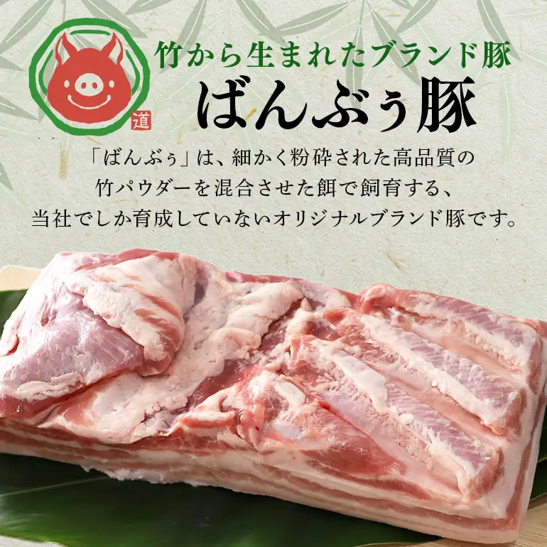 【定期便2ヶ月】ブランド豚「ばんぶぅ」豚バラブロック1kg 42-BP