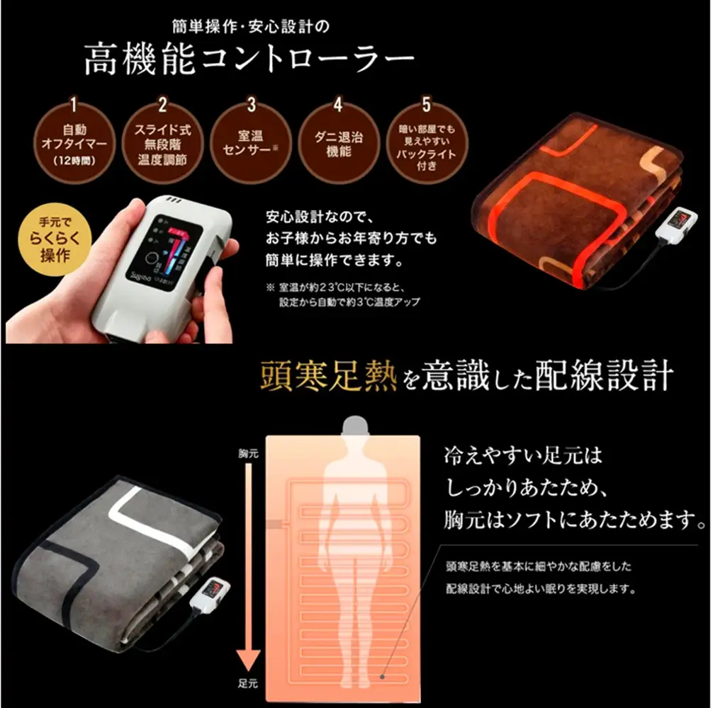 【選べるカラー】【190×140cm】やわらかプレミアムボア電気掛敷兼用毛布（ダークグレー SB20KW15-DG・ダークブラウン SB20KW15-DB）