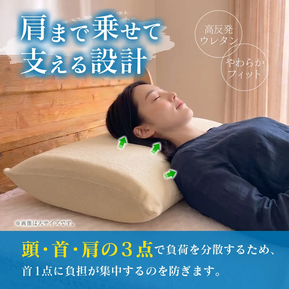 枕 ウレタン やわらか高反発 すまらくまくら 大 奥行43cm 肩から乗せて使う枕 幅70cmワイドサイズ ストレートネックにやさしくフィット_NI040_054