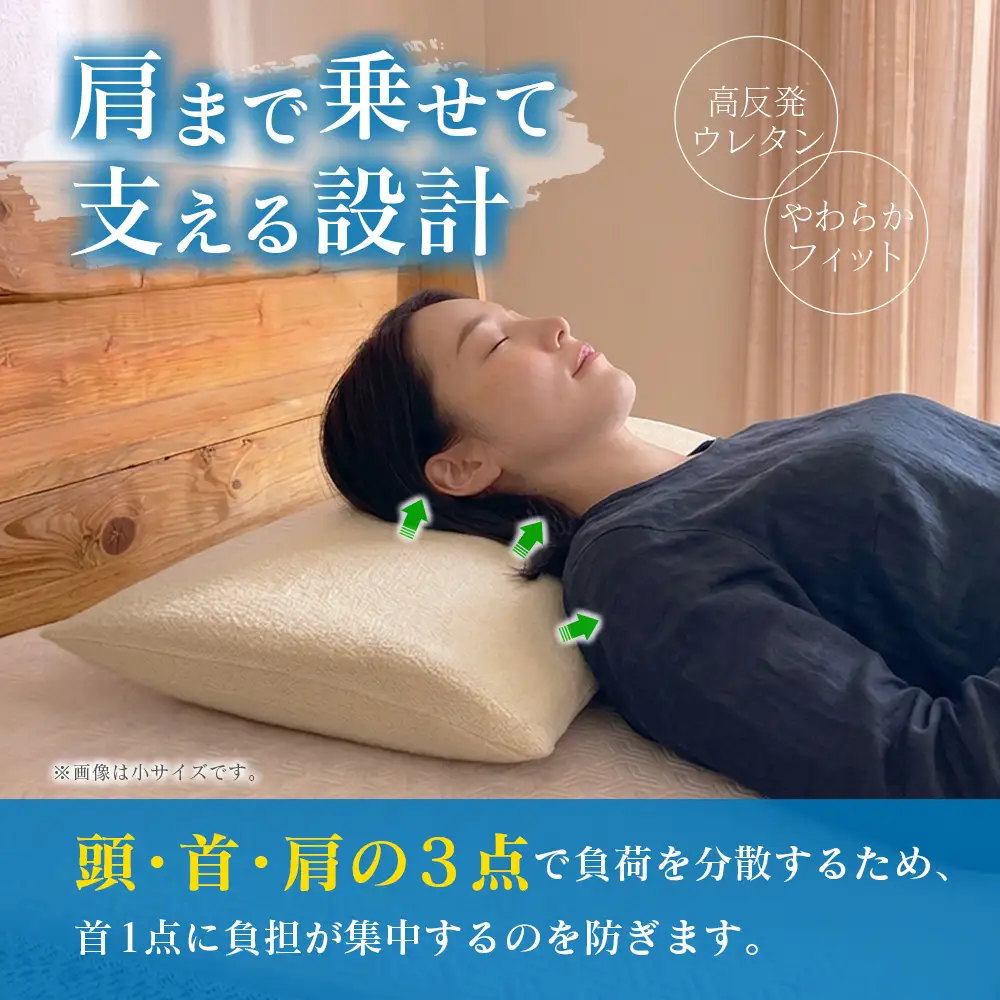 枕 ウレタン やわらか高反発 すまらくまくら 小 奥行34cm 肩から乗せて使う枕 幅70cmワイドサイズ ストレートネックにやさしくフィット_NI040_055