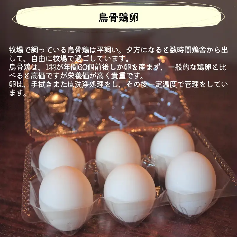 【限定：11月～3月発送・牛乳使用】平飼い烏骨鶏の卵6個 モッツァレラチーズ100g×3