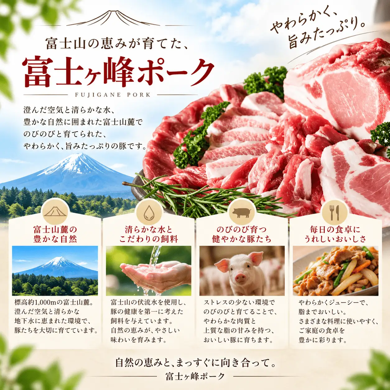 [訳あり]富士山麓山梨県のブランド豚!富士ヶ嶺ポーク豚ローススライス200g×4P_合計800g【mar029】
