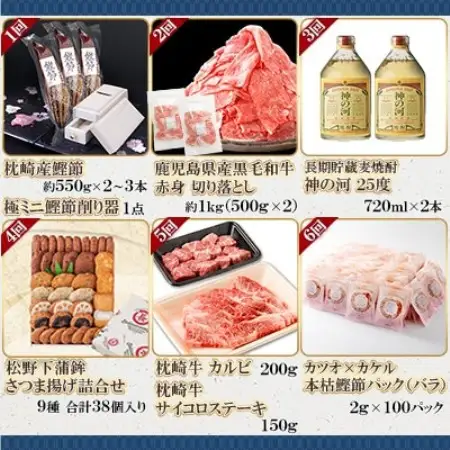 【毎月定期便】鰹節のまち枕崎のおいしいもの定期便【産地直送】全12回 AFZ897TAB【配送不可地域：離島】【4014835】