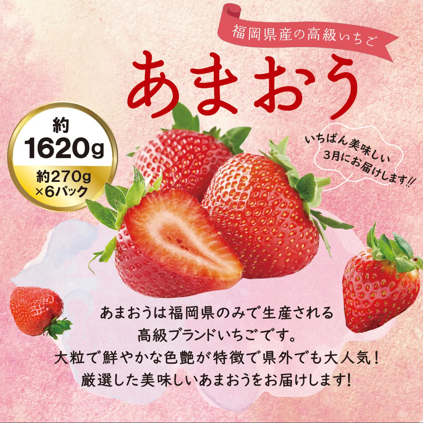 【全2回定期便】あまおう いちご 1620g（約270g×6パック）【2027年3月初旬より順次発送】《築上町》【株式会社HSP-テクノ】いちご 苺 グランデ等級 果物 イチゴ[ABFG004]