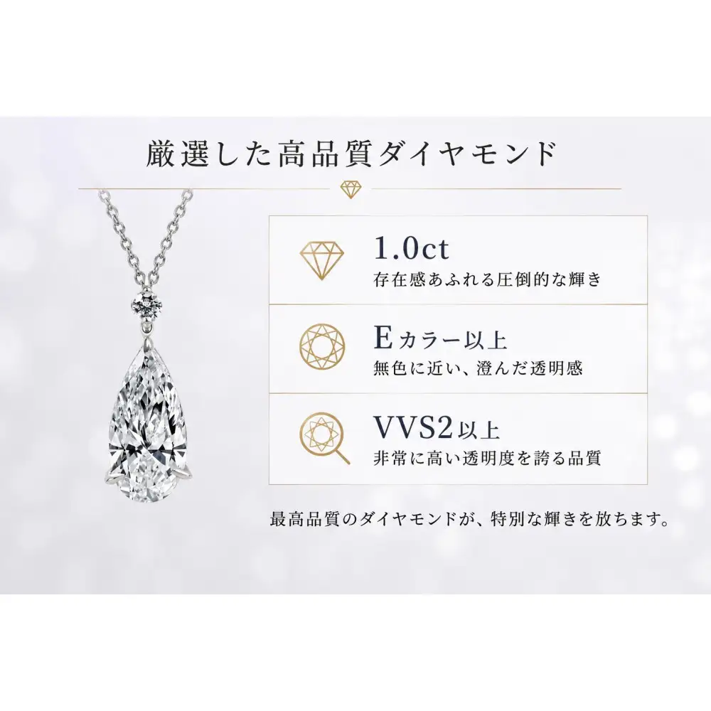 1.0ct lucir cut ラボグロウンダイヤモンド ネックレス（Pt・プラチナ）