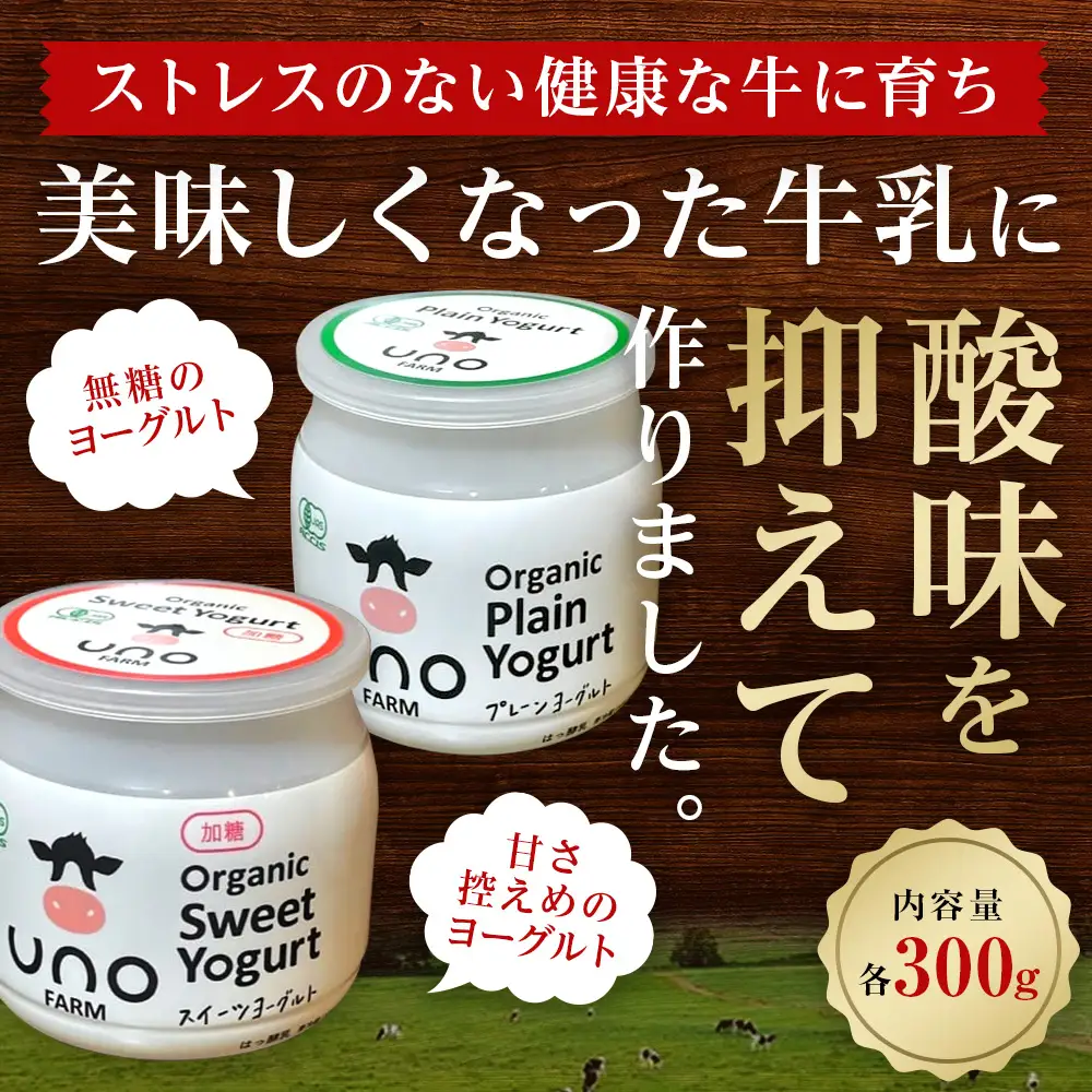 【定期便4ヶ月】　オーガニックプレーンヨーグルト《無糖・加糖》各3 6個セット