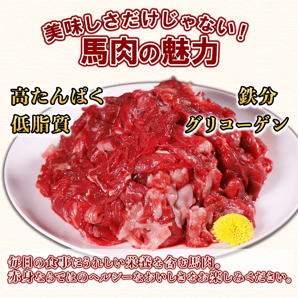 【定期便12回】本場 熊本県産 馬肉 小間スライス 1kg (500g×2パック)× 12回
