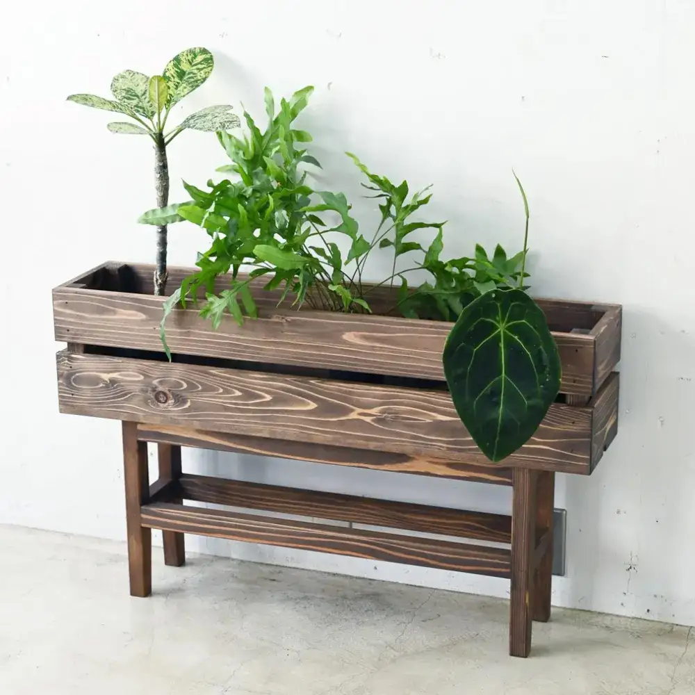 木箱のベンチ Mサイズ | ベンチ・スタンドの2WAYで使える ベンチ 椅子 棚 収納 観葉植物 マガジンラック 無垢材 木製