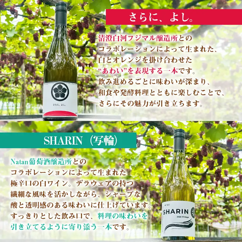 山形市産ワイン飲み比べセット「さらに、よし｡」「SHARIN（写輪）」2本組 FY26-278