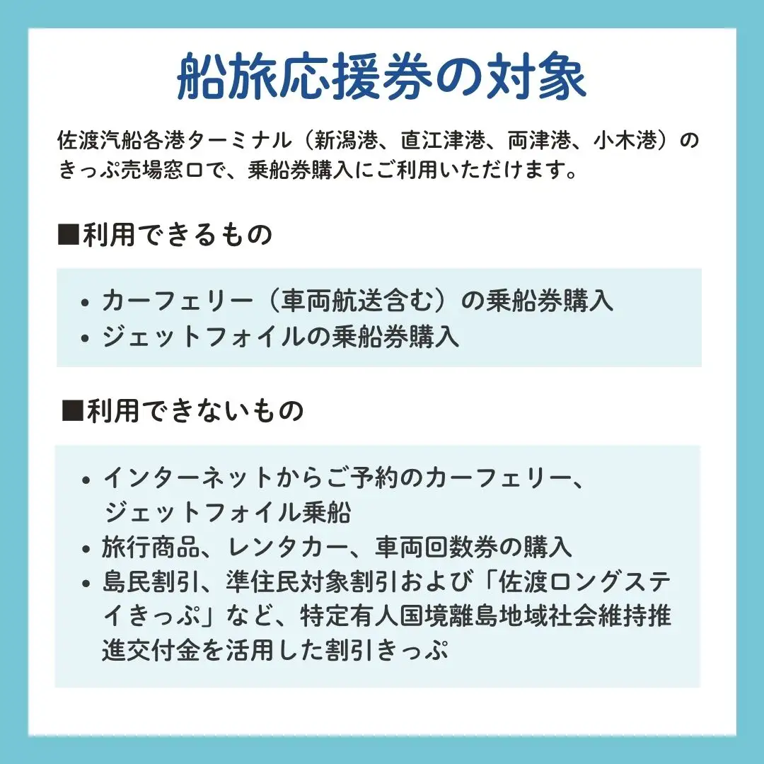 佐渡島船旅＆産品購入応援クーポン券 27,000円分 | 佐渡汽船