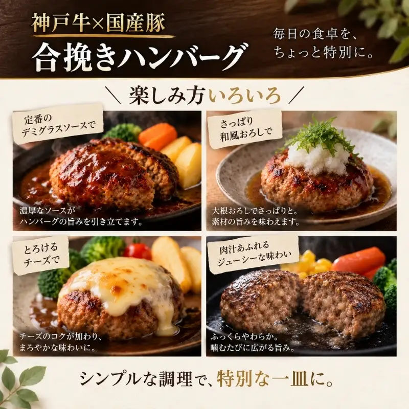 ハンバーグ 神戸牛 豚肉 合い挽き 生ハンバーグ 10個入 最短4日以内発送