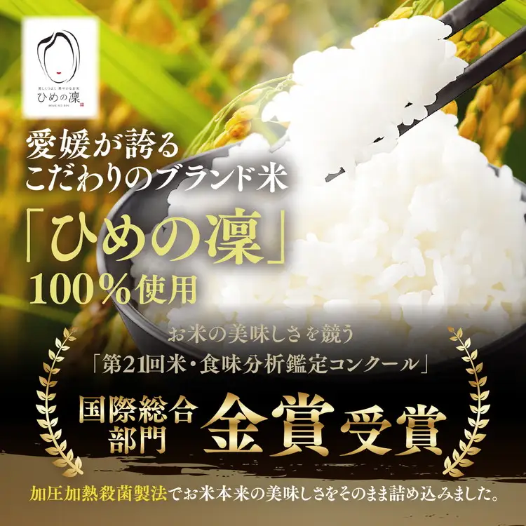 【3ヵ月定期便】パックごはん 「ひめの凜」（精米）160g 6個入り×3回（計18P） ｜ 愛媛県産 国産米100％ 精米 ライスパック パックご飯 常温保存 保存食 備蓄 新生活 レンジ 時短 防災 温めるだけ 愛媛県 鬼北町
