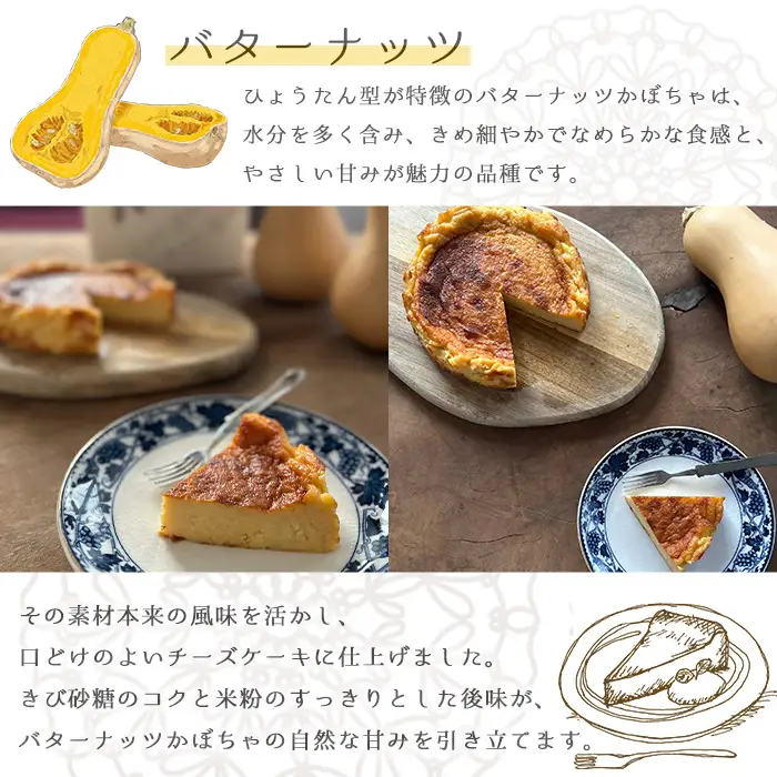 【0114216a】バターナッツかぼちゃのチーズケーキ(1個) かぼちゃ チーズケーキ お菓子 ケーキ スイーツ デザート バターナッツ 濃厚 【Food＆SpiceSoerwCoco】