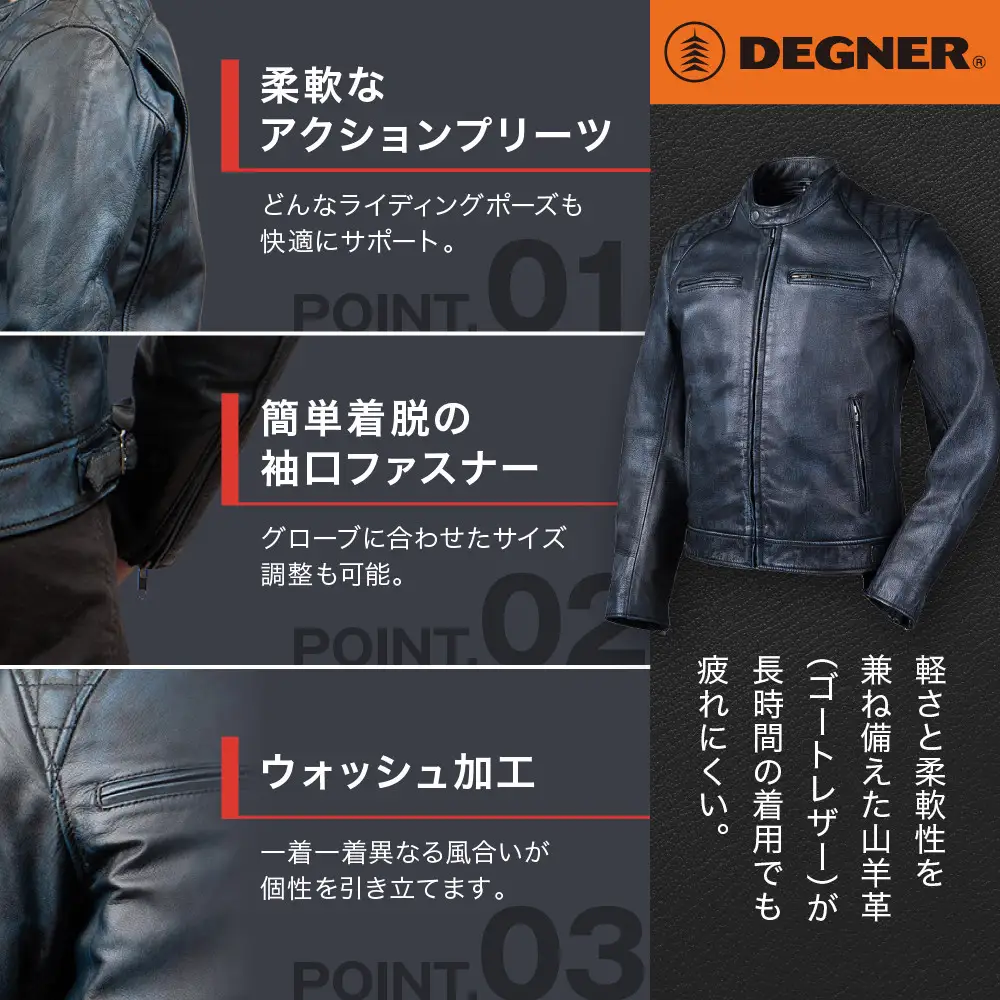 クラシックジャケット ネイビー 2XLサイズ ジャケット 京都 バイクギア デグナー