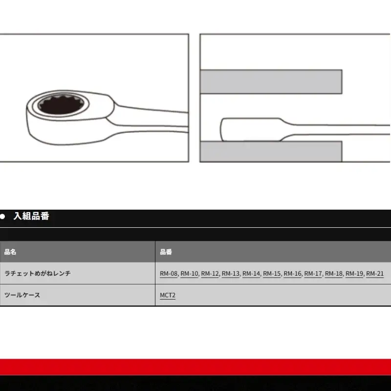 TONE トネ ラチェットめがねレンチセット ( RM110 ) 15001-40001553