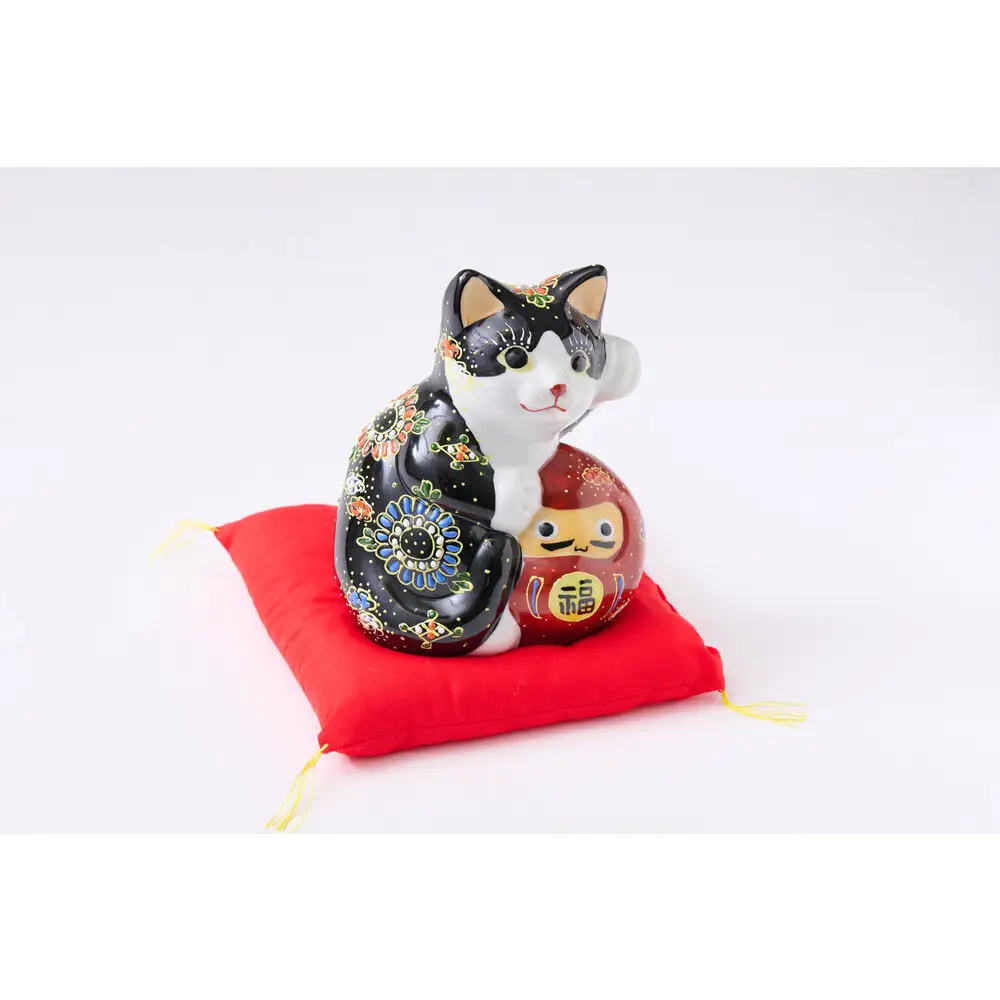 5号達磨招き猫　黒盛　（布団付）