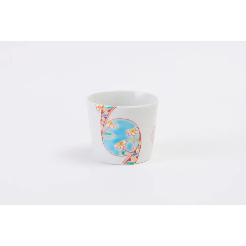 九谷焼ペアカップ　花のタペストリー「銀舟窯」