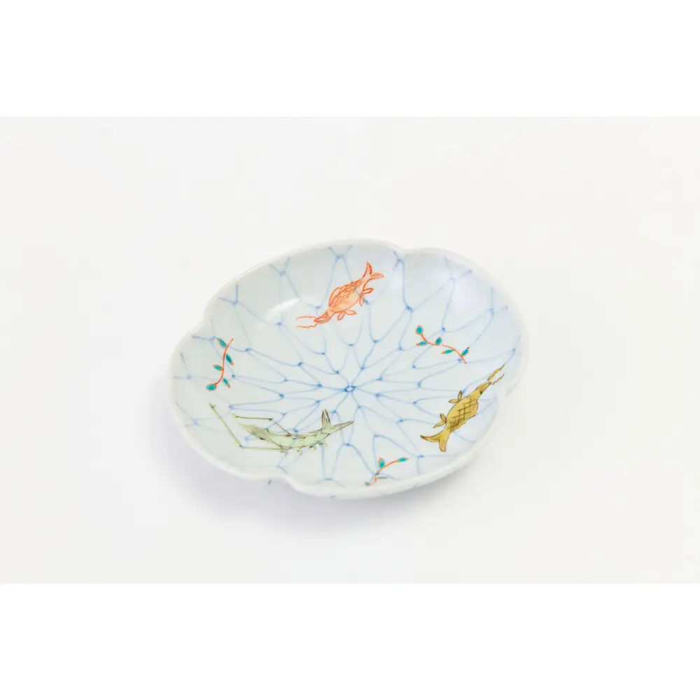 5寸モッコ型皿揃　網魚文（5枚組）