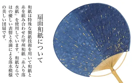 【杉山江見堂】藍染「糸入り落水団扇」藍染うちわ　うちわ ウチワ 団扇