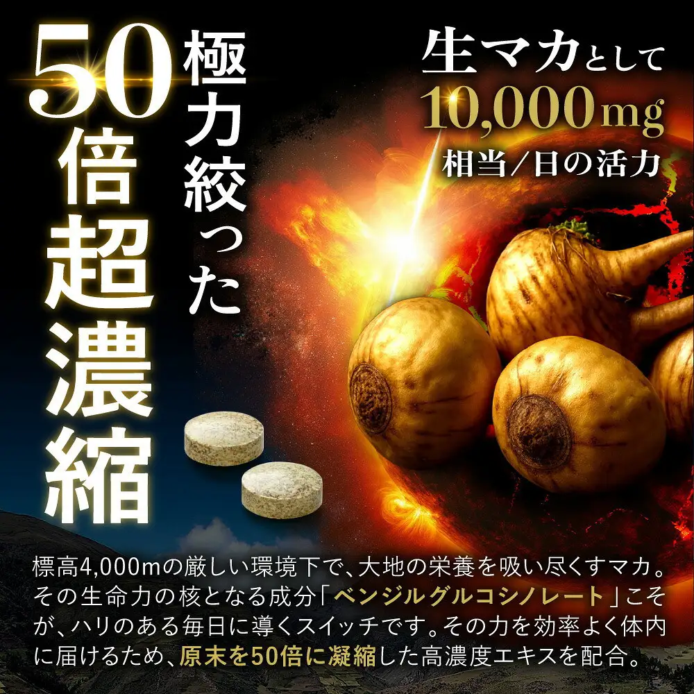 マカの活力 マカ サプリ 亜鉛 50倍濃縮 アルギニン シトルリン ビタミンB 6袋