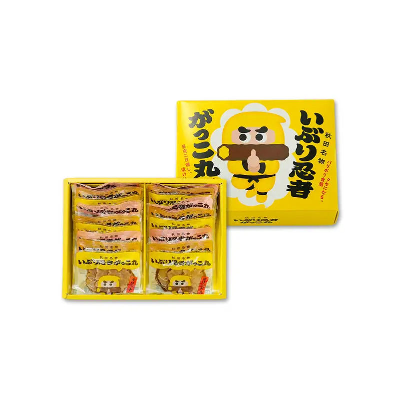いぶり忍者がっこ丸 30個入［ゆめ企画須藤健太郎商店］【漬物 漬け物 いぶりがっこ 燻製 大根 だいこん スモークチーズ ご飯のお供 おつまみ 家飲み 秋田 羽後】