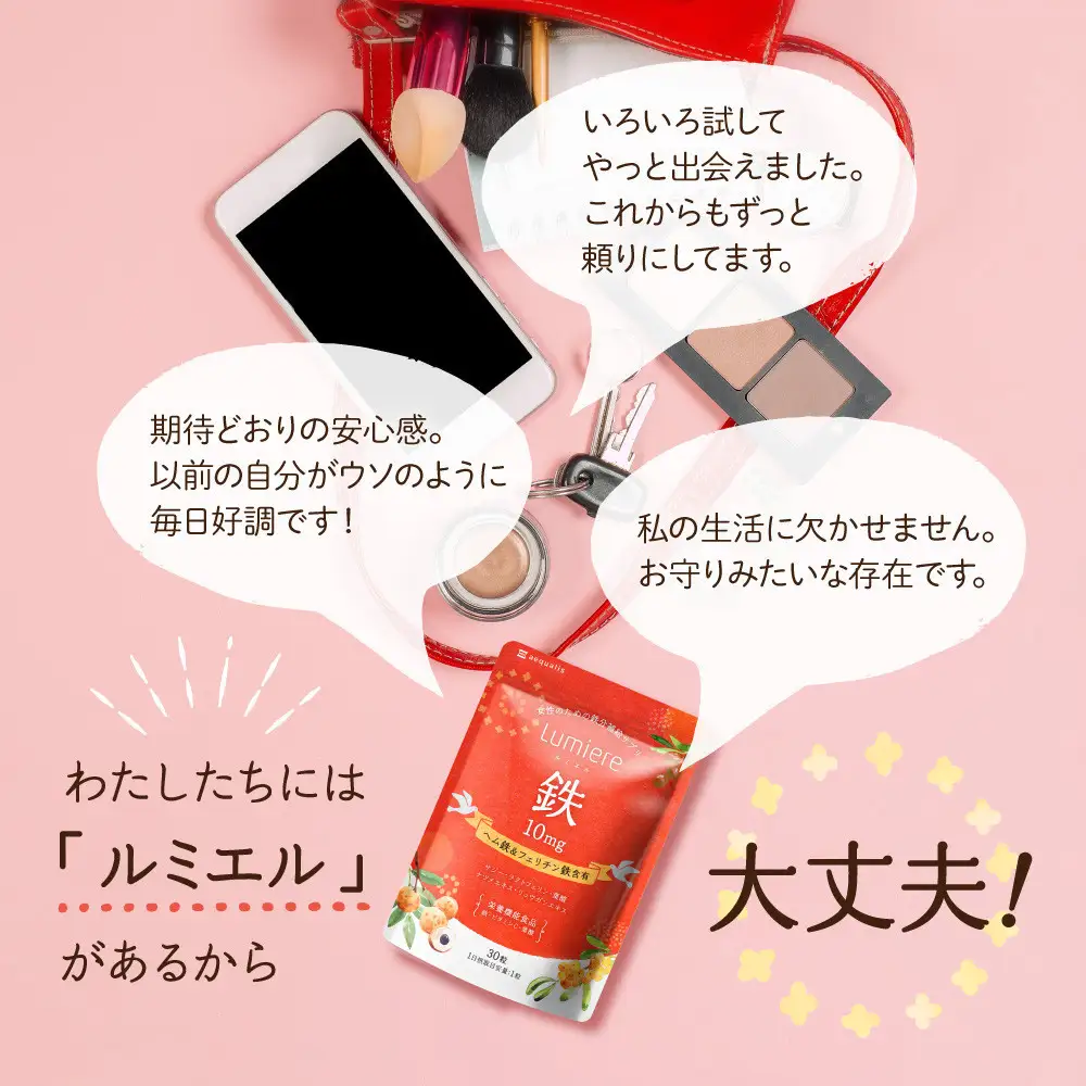 鉄分 サプリ ルミエル 鉄 10mg 6袋　フェリチン鉄 ヘム鉄 葉酸 栄養機能食品