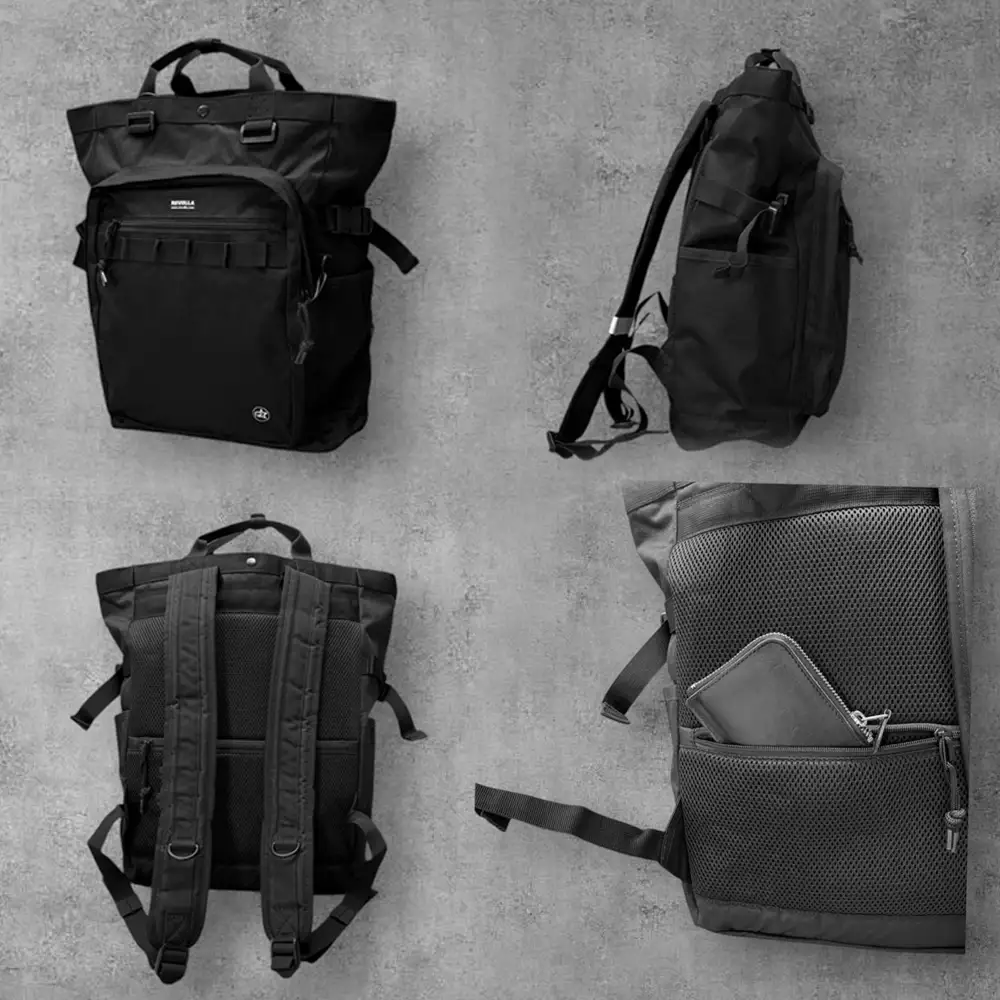 【ブラック】2WAYスクエア リュック 18L REVOLLA
